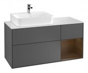 Тумба під раковину Villeroy & Boch Finion 120х50,1 см із підсвічуванням МДФ антрацит матовий лак/скло біле матове F151GNGK