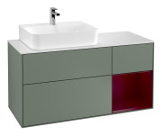 Тумба під раковину Villeroy & Boch Finion 120х50,1 см із підсвічуванням МДФ оливковий матовий лак/скло біле матове F151HBGM