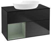 Тумба під раковину Villeroy & Boch Finion 100х50,1 см із підсвічуванням МДФ чорний матовий лак/скло чорне матове GA12GMPD