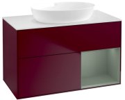 Тумба под раковину Villeroy & Boch Finion 100х50,1 см с подсветкой МДФ пион матовый лак/стекло белое матовое FA21GMHB