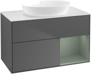 Тумба под раковину Villeroy & Boch Finion 100х50,1 см с подсветкой МДФ антрацит матовый лак/стекло белое матовое FA21GMGK