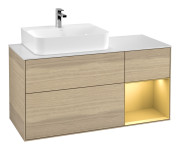 Тумба под раковину Villeroy & Boch Finion 120х50,1 см с подсветкой МДФ шпон дуба/стекло белое матовое G151HFPC