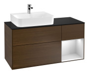 Тумба під раковину Villeroy & Boch Finion 120х50,1 см із підсвічуванням МДФ шпон волоського горіха/скло чорне матове G152MTGN