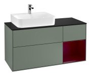 Тумба под раковину Villeroy & Boch Finion 120х50,1 см с подсветкой МДФ оливковый матовый лак/стекло черное матовое G152HBGM