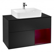 Тумба под раковину Villeroy & Boch Finion 100х50,1 см с подсветкой МДФ черный матовый лак/пион матовый лак/стекло черное матовое G122HBPD