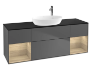 Тумба под раковину Villeroy & Boch Finion 160х50,1 см с подсветкой МДФ антрацит матовый лак/стекло черное матовое F982PCGK