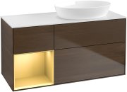 Тумба под раковину Villeroy & Boch Finion 120х50,1 см с подсветкой МДФ шпон грецкого ореха/стекло белое матовое GA41HFGN