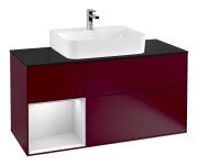 Тумба под раковину Villeroy & Boch Finion 120х50,1 см с подсветкой МДФ пион матовый лак/стекло черное матовое F162MTHB