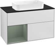 Тумба под раковину Villeroy & Boch Finion 100х50,1 см с подсветкой МДФ белый матовый лак/стекло черное матовое F242GMMT