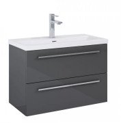 Тумба під раковину Roca Kwadro 80х38,4 см ДСП антрацит глянцевий A857970153