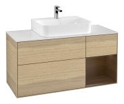 Тумба під раковину Villeroy & Boch Finion 120х50,1 см із підсвічуванням МДФ шпон дуба/скло біле матове G171GNPC