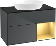 Тумба під раковину Villeroy & Boch Finion 100х50,1 см із підсвічуванням МДФ темно-синій матовий лак/скло чорне матове GA22HFHG