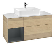 Тумба под раковину Villeroy & Boch Finion 120х50,1 см с подсветкой МДФ шпон дуба/стекло белое матовое F161HGPC