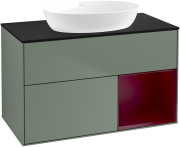 Тумба под раковину Villeroy & Boch Finion 100х50,1 см с подсветкой МДФ оливковый матовый лак/стекло черное матовое GA22HBGM