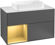 Тумба под раковину Villeroy & Boch Finion 100х50,1 см с подсветкой МДФ антрацит матовый лак/стекло белое матовое G241HFGK