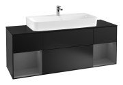 Тумба під раковину Villeroy & Boch Finion 160х50,1 см із підсвічуванням МДФ чорний матовий лак/скло чорне матове F212GKPD