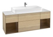 Тумба под раковину Villeroy & Boch Finion 160х50,1 см с подсветкой МДФ шпон дуба/стекло белое матовое F211GNPC