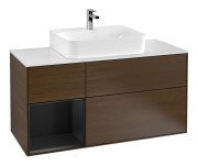 Тумба під раковину Villeroy & Boch Finion 120х50,1 см із підсвічуванням МДФ шпон волоського горіха/скло біле матове G161PDGN