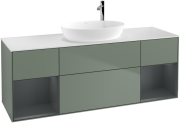 Тумба под раковину Villeroy & Boch Finion 160х50,1 см с подсветкой МДФ оливковый матовый лак/стекло белое матовое G981HGGM