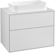 Тумба під раковину Villeroy & Boch Finion 80х50,1 см із підсвічуванням МДФ білий матовий лак/скло біле матове G22100MT
