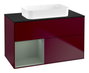 Тумба под раковину Villeroy & Boch Finion 100х50,1 см с подсветкой МДФ пион матовый лак/стекло белое матовое F652GMHB