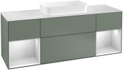 Тумба під раковину Villeroy & Boch Finion 160х50,1 см із підсвічуванням МДФ оливковий матовий лак/скло біле матове F331MTGM