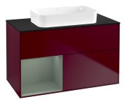 Тумба под раковину Villeroy & Boch Finion 100х50,1 см с подсветкой МДФ пион матовый лак/стекло белое матовое F652GMHB