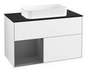 Тумба под раковину Villeroy & Boch Finion 100х50,1 см с подсветкой МДФ глянцевый белый лак/стекло черное матовое G652GKGF