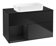 Тумба під раковину Villeroy & Boch Finion 100х50,1 см із підсвічуванням МДФ чорний матовий лак/скло чорне матове G652PDPD