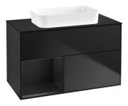 Тумба под раковину Villeroy & Boch Finion 100х50,1 см с подсветкой МДФ черный матовый лак/стекло черное матовое G652PDPD