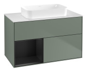 Тумба под раковину Villeroy & Boch Finion 100х50,1 см с подсветкой МДФ оливковый матовый лак/стекло белое матовое G651PDGM