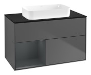 Тумба под раковину Villeroy & Boch Finion 100х50,1 см с подсветкой МДФ антрацит матовый лак/стекло черное матовое G652HGGK