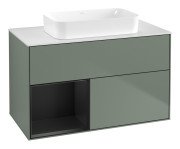 Тумба под раковину Villeroy & Boch Finion 100х50,1 см с подсветкой МДФ оливковый матовый лак/стекло белое матовое G651PDGM