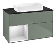Тумба під раковину Villeroy & Boch Finion 100х50,1 см із підсвічуванням МДФ оливковий матовий лак/скло чорне матове G652MTGM