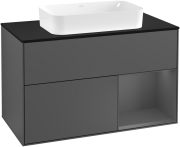 Тумба під раковину Villeroy & Boch Finion 100х50,1 см із підсвічуванням МДФ антрацит матовий лак/скло чорне матове G252GKGK