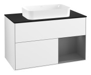 Тумба под раковину Villeroy & Boch Finion 100х50,1 см с подсветкой МДФ глянцевый белый лак/стекло черное матовое F662GKGF