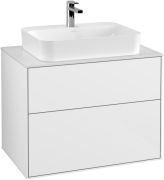 Тумба під раковину Villeroy & Boch Finion 80х50,1 см з підсвіткою МДФ білий глянцевий лак/скло біле матове G34100GF