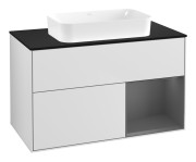 Тумба под раковину Villeroy & Boch Finion 100х50,1 см с подсветкой МДФ белый матовый лак/стекло черное матовое F662GKMT
