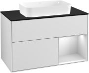 Тумба під раковину Villeroy & Boch Finion 100х50,1 см із підсвічуванням МДФ білий матовий лак/скло чорне матове G252MTMT