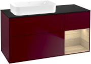 Тумба под раковину Villeroy & Boch Finion 120х50,1 см с подсветкой МДФ пион матовый лак/стекло черное матовое F692PCHB