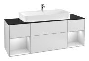 Тумба під раковину Villeroy & Boch Finion 160х50,1 см із підсвічуванням МДФ білий матовий лак/скло чорне матове G212MTMT