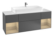 Тумба під раковину Villeroy & Boch Finion 160х50,1 см із підсвічуванням МДФ антрацит матовий лак/скло біле матове G211PCGK