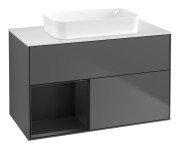 Тумба под раковину Villeroy & Boch Finion 100х50,1 см с подсветкой МДФ антрацит матовый лак/стекло белое матовое F651PDGK