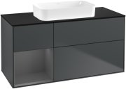 Тумба под раковину Villeroy & Boch Finion 120х50,1 см с подсветкой МДФ темно-синий матовый лак/стекло черное матовое F702GKHG