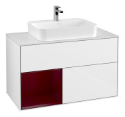 Тумба под раковину Villeroy & Boch Finion 100х50,1 см с подсветкой МДФ глянцевый белый лак/стекло белое матовое F361HBGF