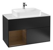 Тумба под раковину Villeroy & Boch Finion 100х50,1 см с подсветкой МДФ черный матовый лак/стекло белое матовое F361GNPD