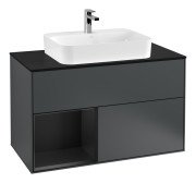 Тумба под раковину Villeroy & Boch Finion 100х50,1 см с подсветкой МДФ темно-синий матовый лак/стекло черное матовое F362PDHG