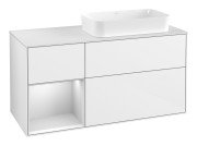 Тумба под раковину Villeroy & Boch Finion 120х50,1 см с подсветкой МДФ глянцевый белый лак/стекло белое матовое G681MTGF