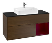 Тумба під раковину Villeroy & Boch Finion 120х50,1 см із підсвічуванням МДФ шпон волоського горіха/скло чорне матове G422HBGN