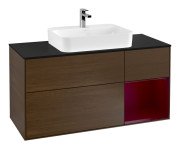 Тумба під раковину Villeroy & Boch Finion 120х50,1 см із підсвічуванням МДФ шпон волоського горіха/скло чорне матове G422HBGN